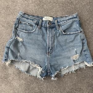 Abercrombie & Fitch Mom Shorts Womens 27 4 High Rise Curve Love Distressed Denim
